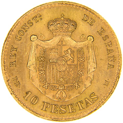 10 Pesetas 1878 (19-62) - Alfonso XII - Spagna