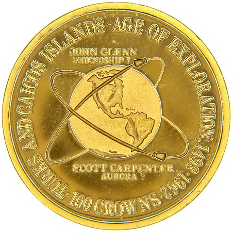 100 Corone 1975 - Elisabetta II - Isole Turks & Caicos