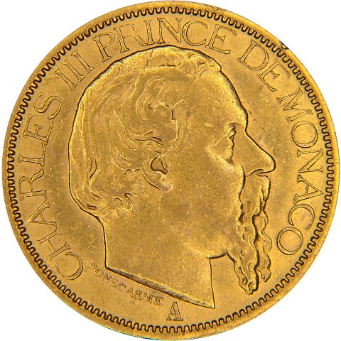 100 Franchi 1882-1886 - Carlo III - Monaco