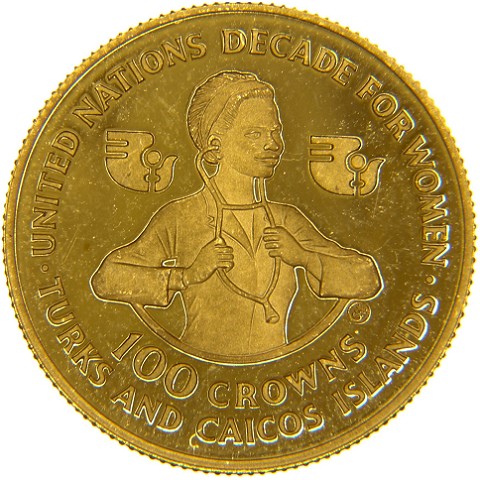 100 Corone 1985 - Elisabetta II - Isole Turks & Caicos
