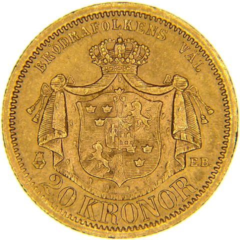 20 Corone 1876-1877 - Oscar II - Svezia