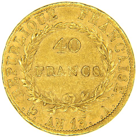 40 Franchi AN. 13 A - zecca di Parigi - Napoleone I - Francia