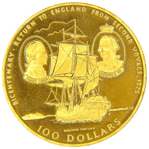 100 Dollari 1975 - Elisabetta II - Isole Cook