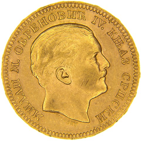 20 Dinara 1879 - Milan Obrenovich IV - Serbia