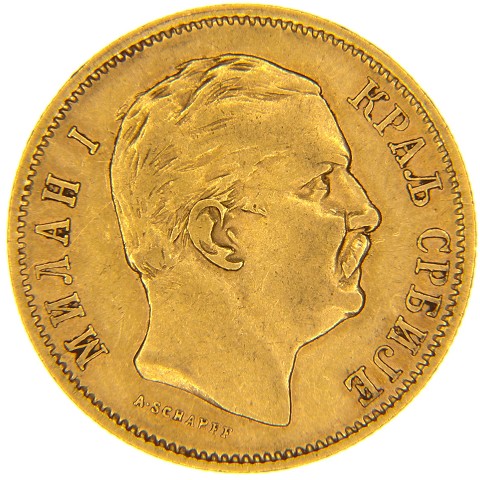 10 Dinara 1882 - Milan Obrenovich IV - Serbia