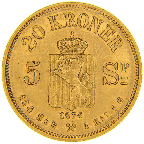 5 Corone 1874 - Oscar II - Norvegia