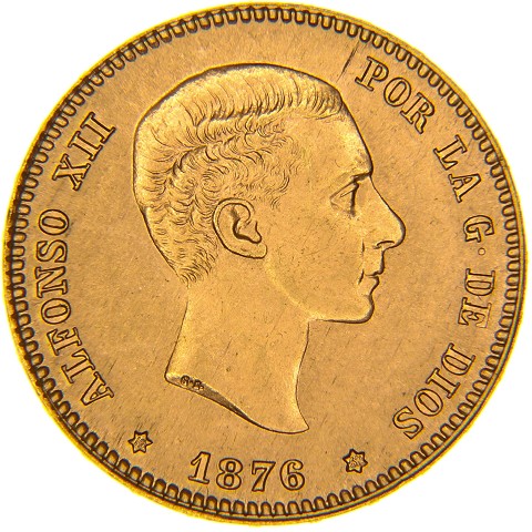 25 Pesetas 1876 (19-62) - Alfonso XII - Spagna