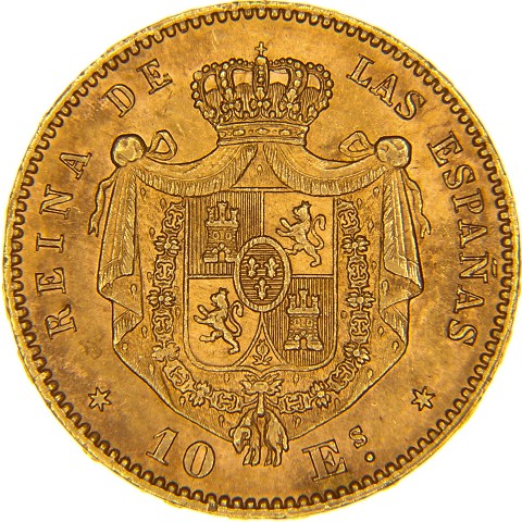 10 Escudos 1867 - Isabella II - Spagna
