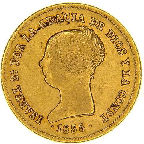 100 Reales 1855 - Siviglia - Isabella II - Spagna