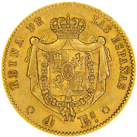 4 Escudos 1865-1868 - Isabella II - Spagna