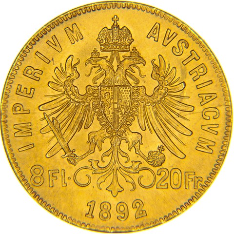 8 Fiorini - 20 Franchi 1870-1892 - Francesco Giuseppe - Austria