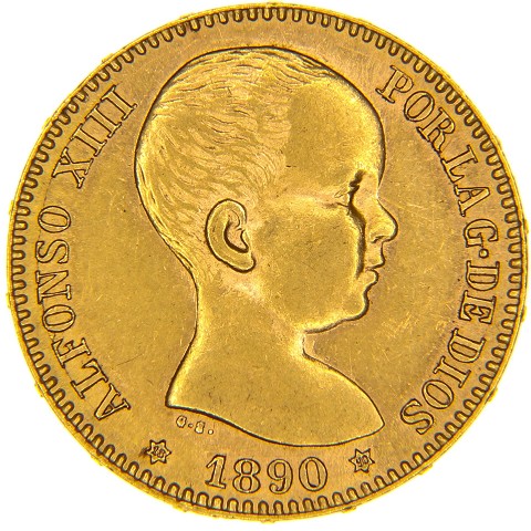 20 Pesetas 1887-1890 - Alfonso XIII - Spagna