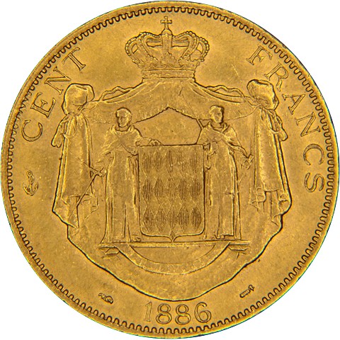 100 Franchi 1882-1886 - Carlo III - Monaco