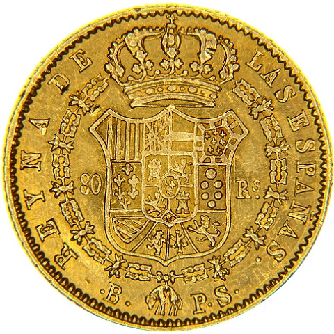 80 Reales 1838-1849 - Isabella II - Spagna