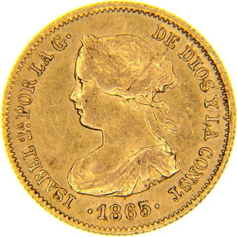 2 Escudos 1865-1868 - Isabella II - Spagna
