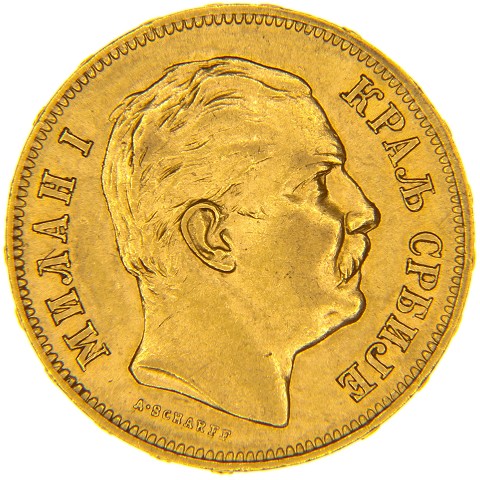 20 Dinara 1882 - Milan Obrenovich IV - Serbia