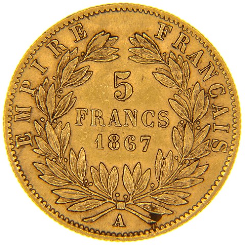 5 Franchi 1862-1869 - Napoleone III - Francia