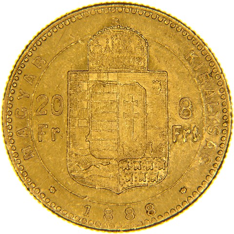 8 Fiorini - 20 Franchi 1870-1892 - Francesco Giuseppe - Ungheria