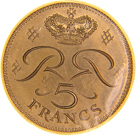 Essai in Oro del 5 Franchi 1971-1974 - Ranieri III - Monaco