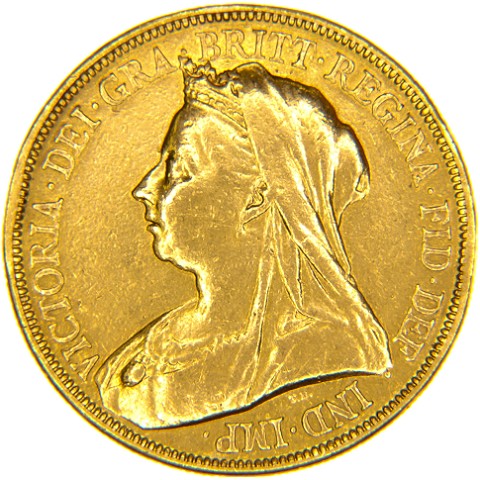 5 Sterline 1893 - Regina Vittoria Testa Velata - Regno Unito