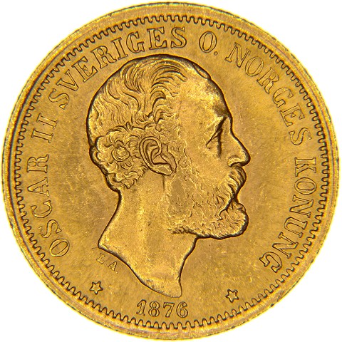 20 Corone 1876-1877 - Oscar II - Svezia
