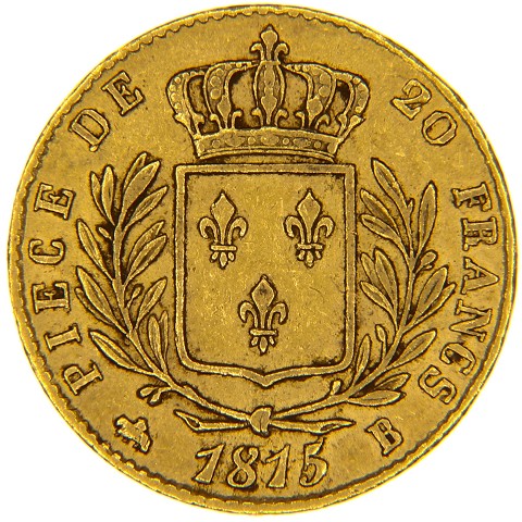 20 Franchi 1815 B - zecca di Rouen - Luigi XVIII - Francia