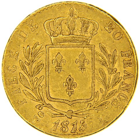 20 Franchi 1815 L - zecca di Bayonne - Luigi XVIII - Francia