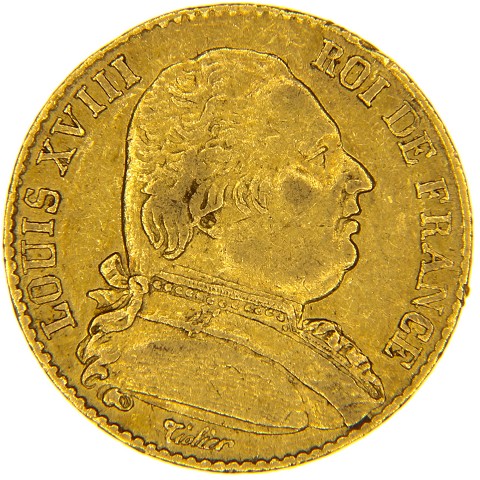 20 Franchi 1815 Q - zecca di Perpignan - Luigi XVIII - Francia