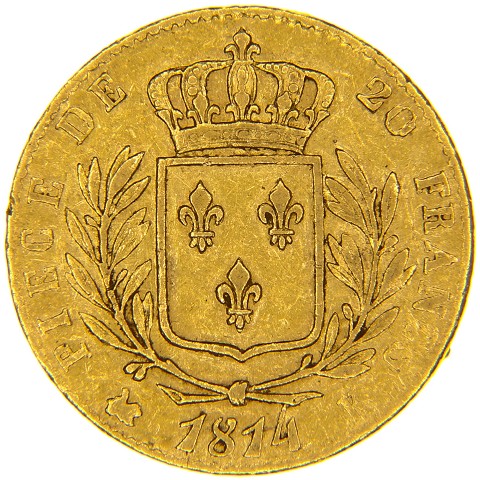 20 Franchi 1814 K - zecca di Bordeaux - Luigi XVIII - Francia
