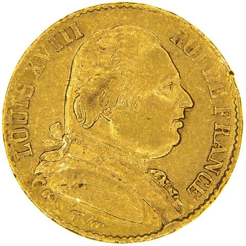 20 Franchi 1814 K - zecca di Bordeaux - Luigi XVIII - Francia