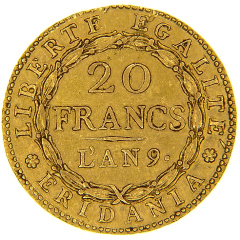 20 Francs L’AN. 9 (1800) - Repubblica Subalpina
