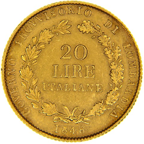 20 Lire 1848 - Governo provvisorio di Lombardia