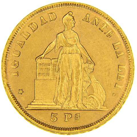 5 Pesos 1873 - Cile