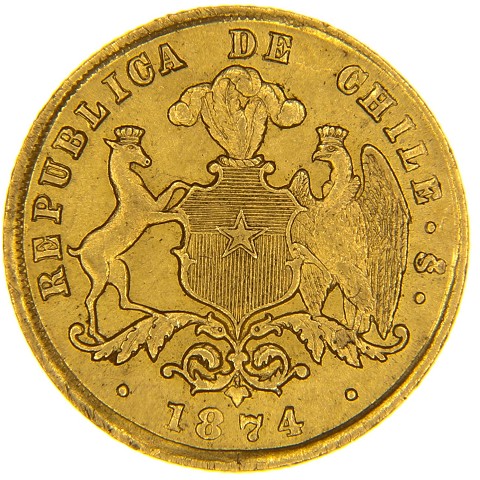 2 Pesos 1874 - Cile