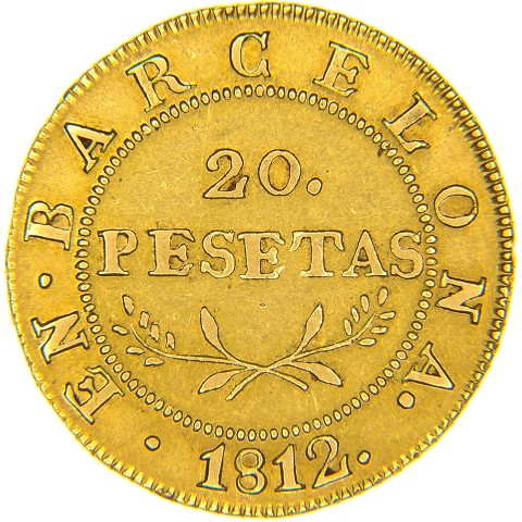 20 Pesetas 1812-1814 - Joseph (Jose) Napoleon - Barcelona